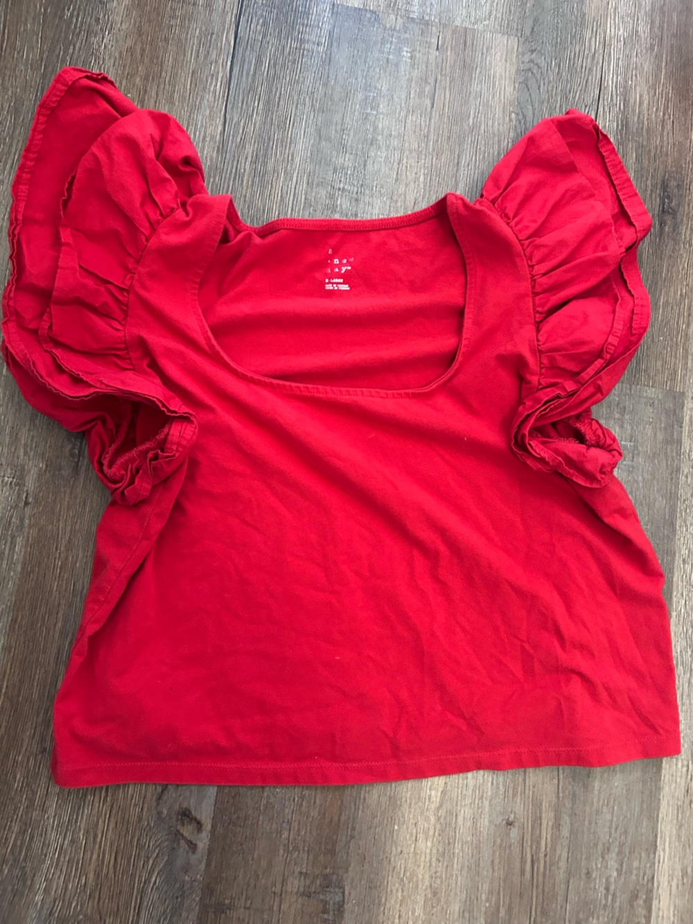 Red Ruffle Sleeve Tee